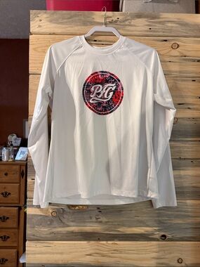 Columbia White Long Sleeve Tee with Red/Black Logo